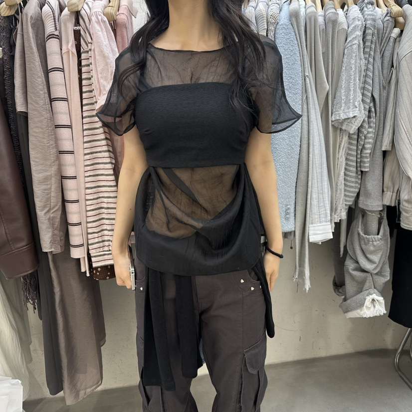 FOUNDATION韓國直郵女士新品時尚熱賣26春夏休閑襯衫蕾絲衫FOUNDATION襯衫/蕾絲衫