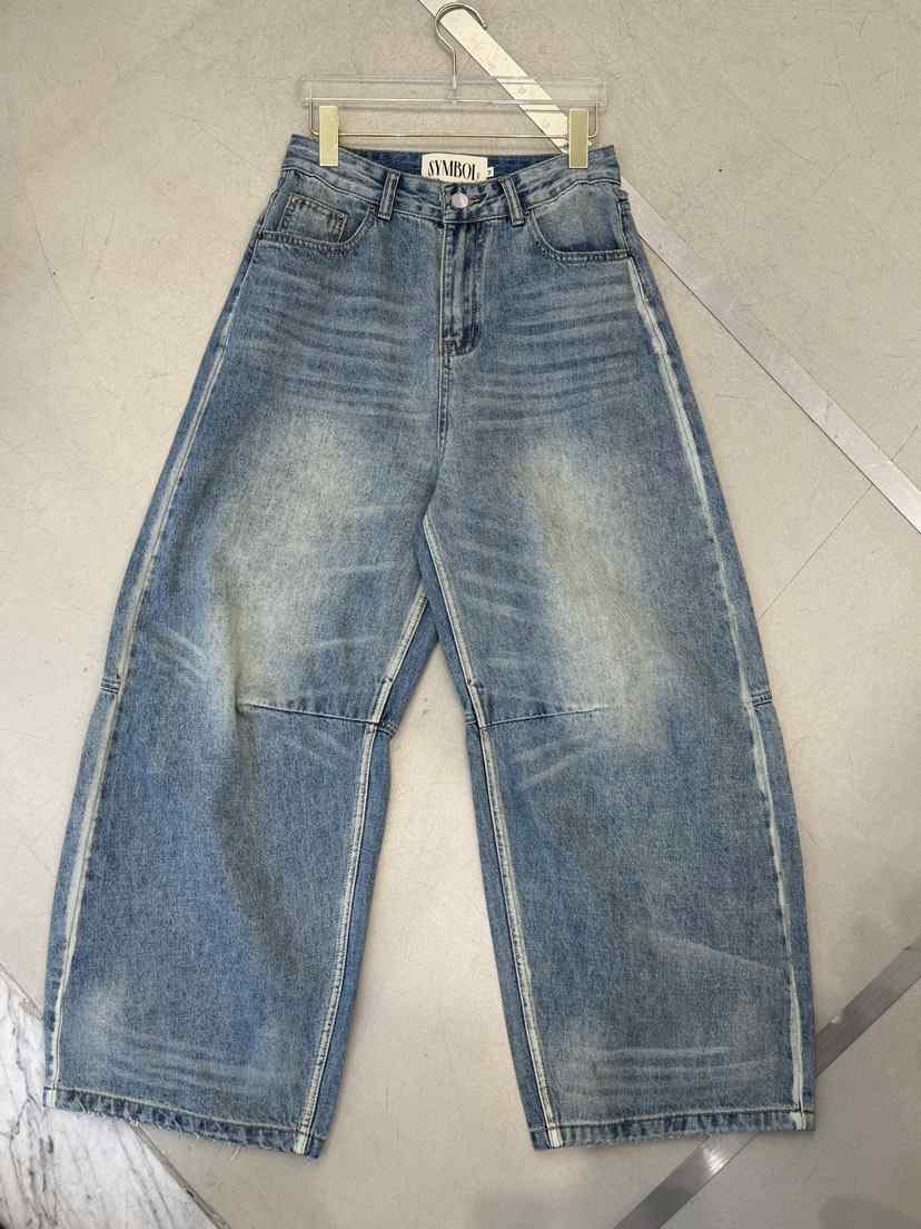 SYMBOL韓國代購女士新品休閑推薦人氣熱賣牛仔褲水洗牛仔布SYMBOL牛仔褲
