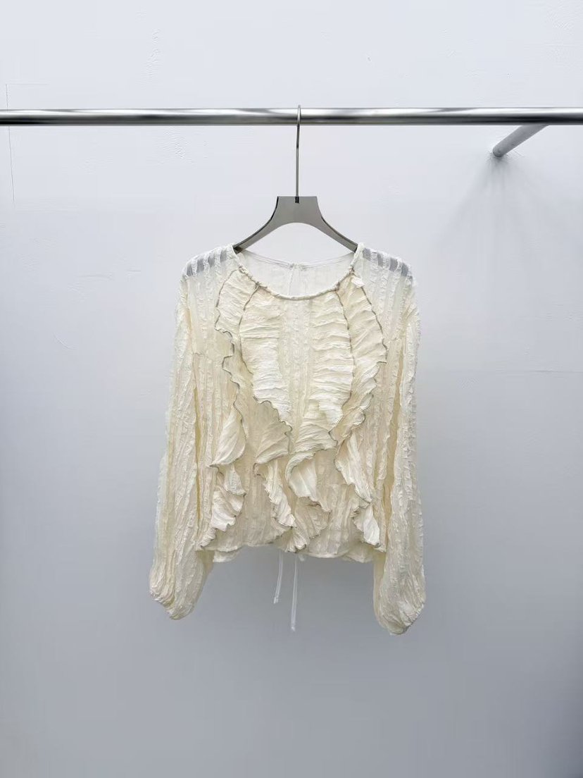 SEARE/PRETZEL韓國代購女士新款時尚休閑襯衫蕾絲衫荷葉邊SEARE/PRETZEL襯衫/蕾絲衫