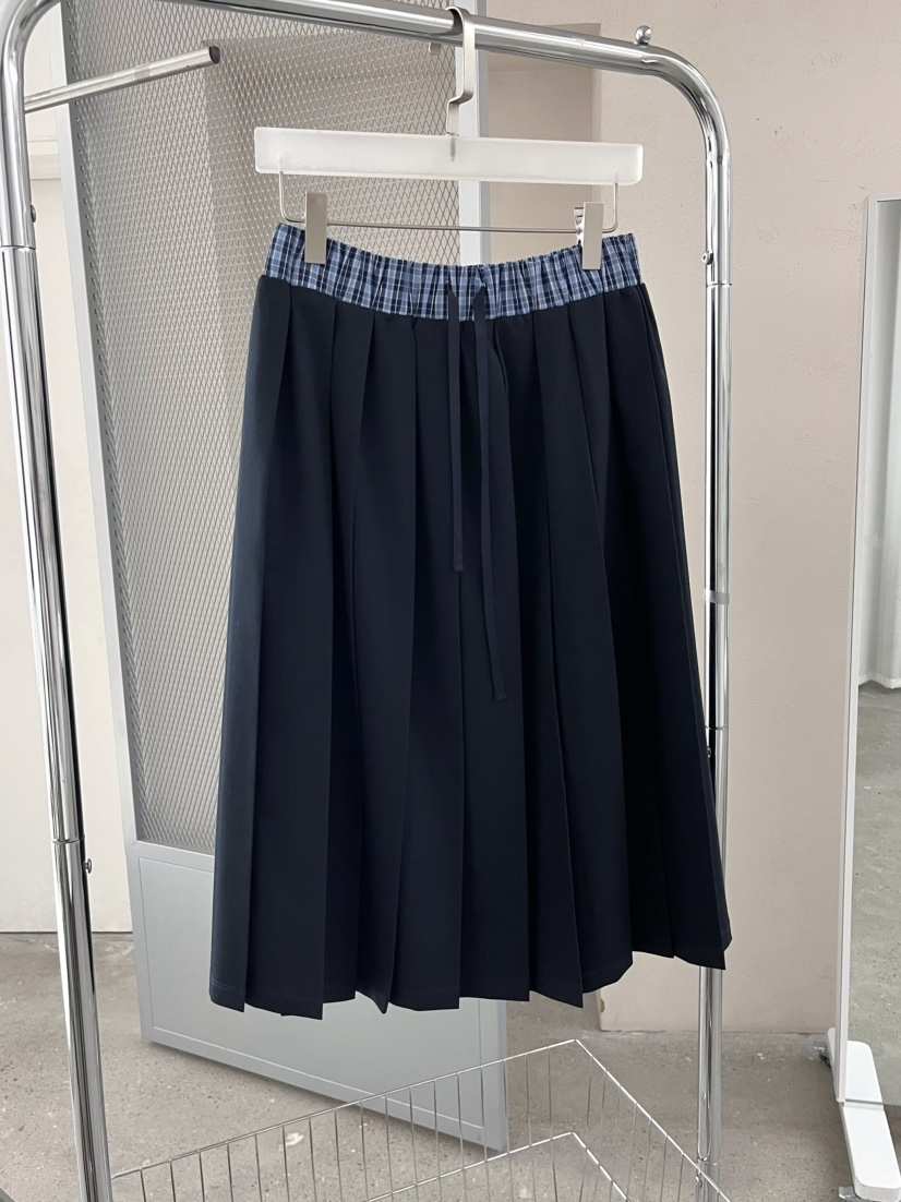 J CRANE-A韓國東大門代購女士新品熱賣26春夏長裙格子褶裥J CRANE長裙