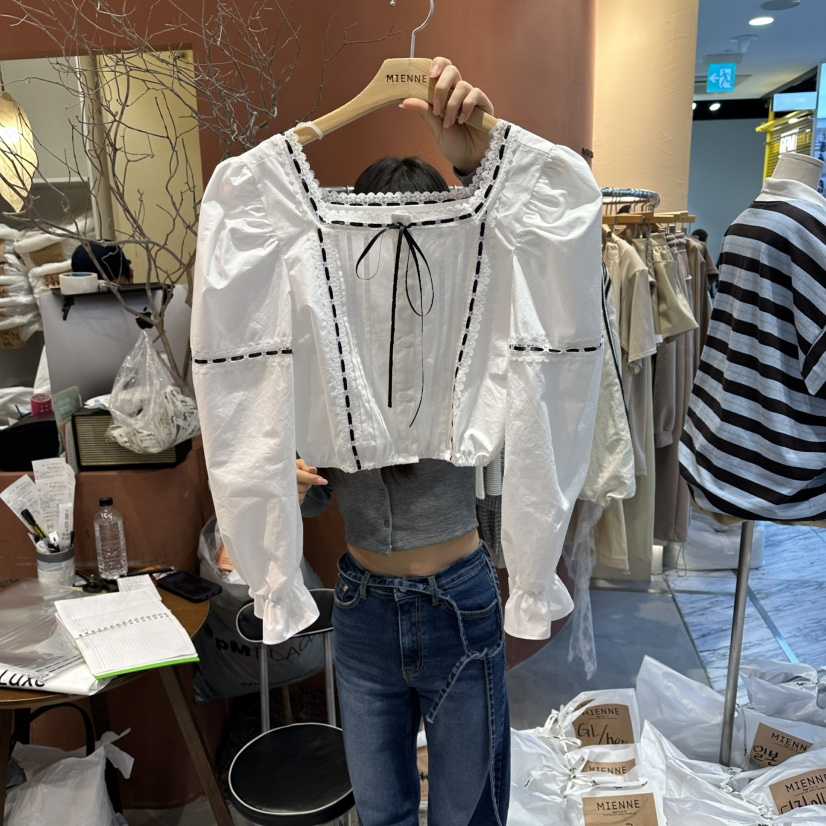 MIENNE韓國東大門代購女士新款推薦休閑26春夏襯衫蕾絲衫MIENNE襯衫/蕾絲衫