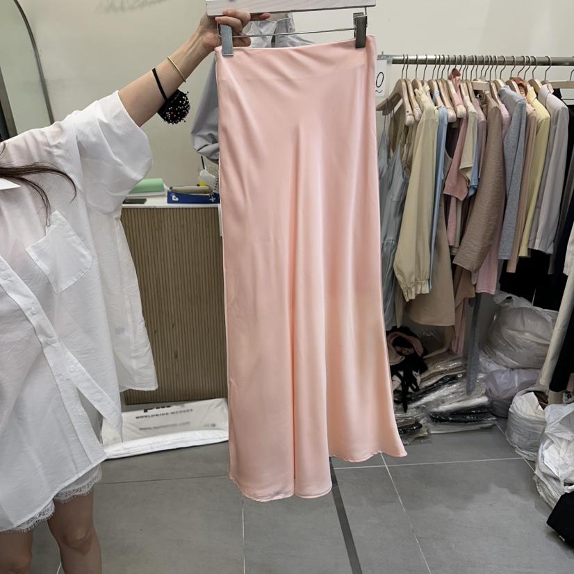 THE LOW韓國直郵實拍女士新款26春夏熱賣職業長裙打折緞面THE LOW長裙