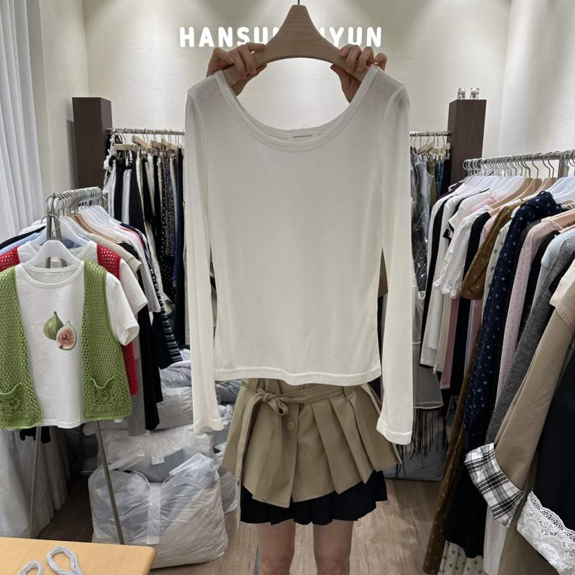 HANSUNGHYUN韓國東大門代購女士新品26春夏長袖T恤透視寬松HANSUNGHYUN長袖T恤
