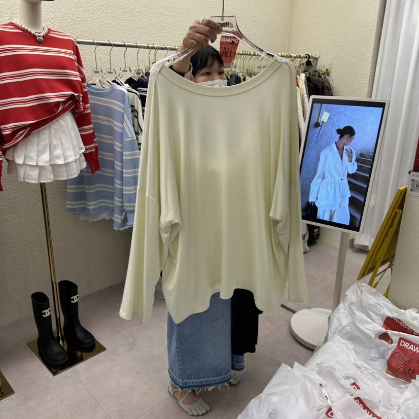 DRAWING韓國直郵女士新款熱賣26春夏休閑職業長袖T恤系帶DRAWING長袖T恤