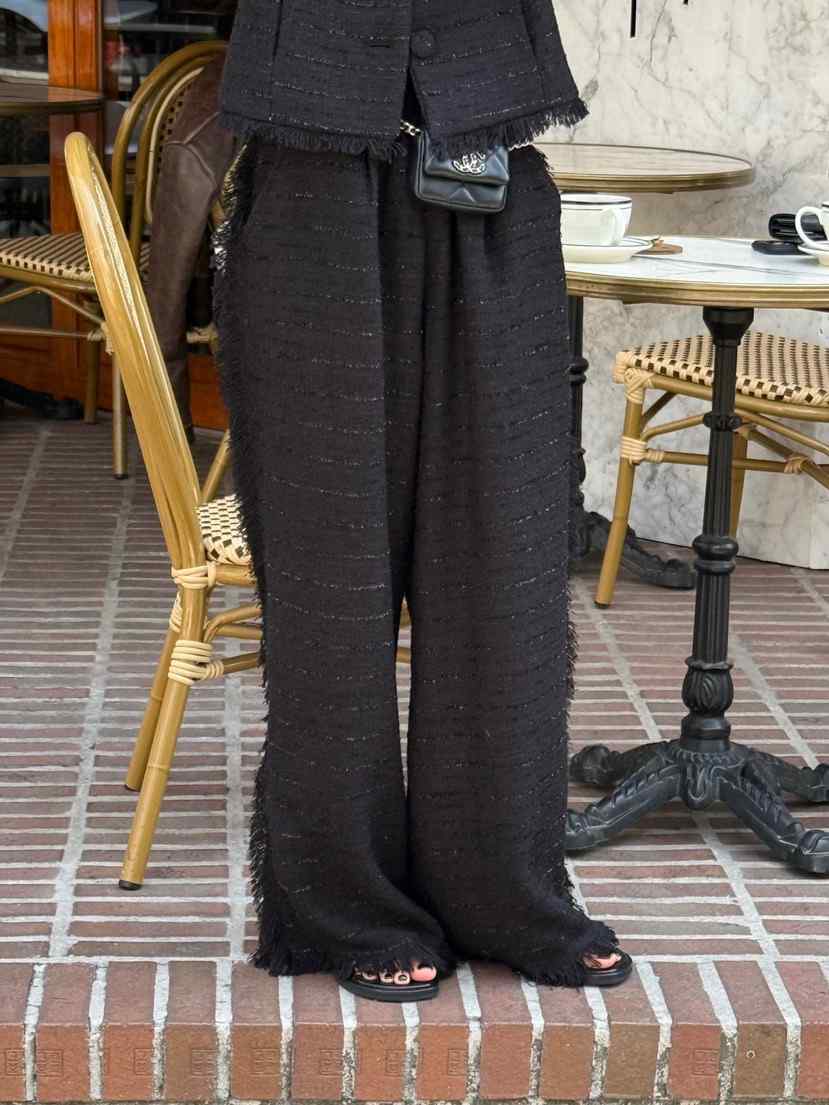 ZEROZERO韓國直郵女裝新品推薦人氣26春夏休閑褲粗花呢流蘇ZEROZERO休閑褲