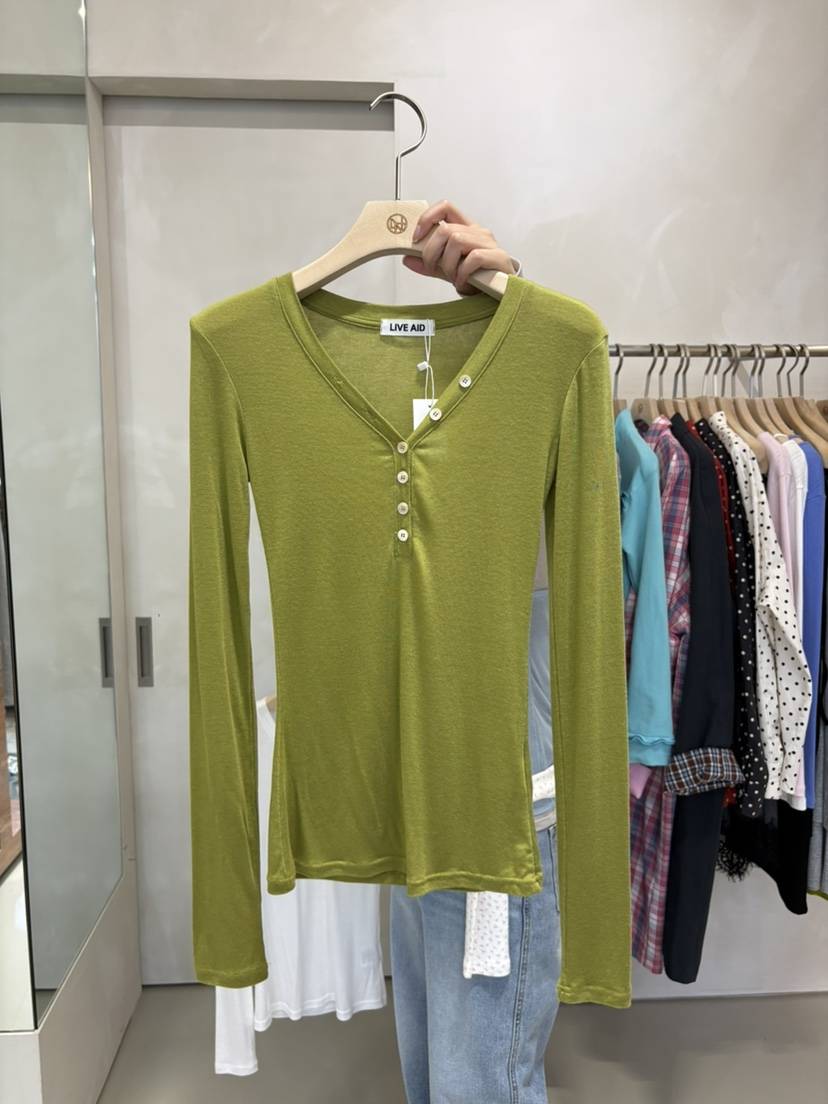 LIVE AID-P韓國東大門代購女裝新款人氣推薦休閑長袖T恤LIVE AID-P長袖T恤