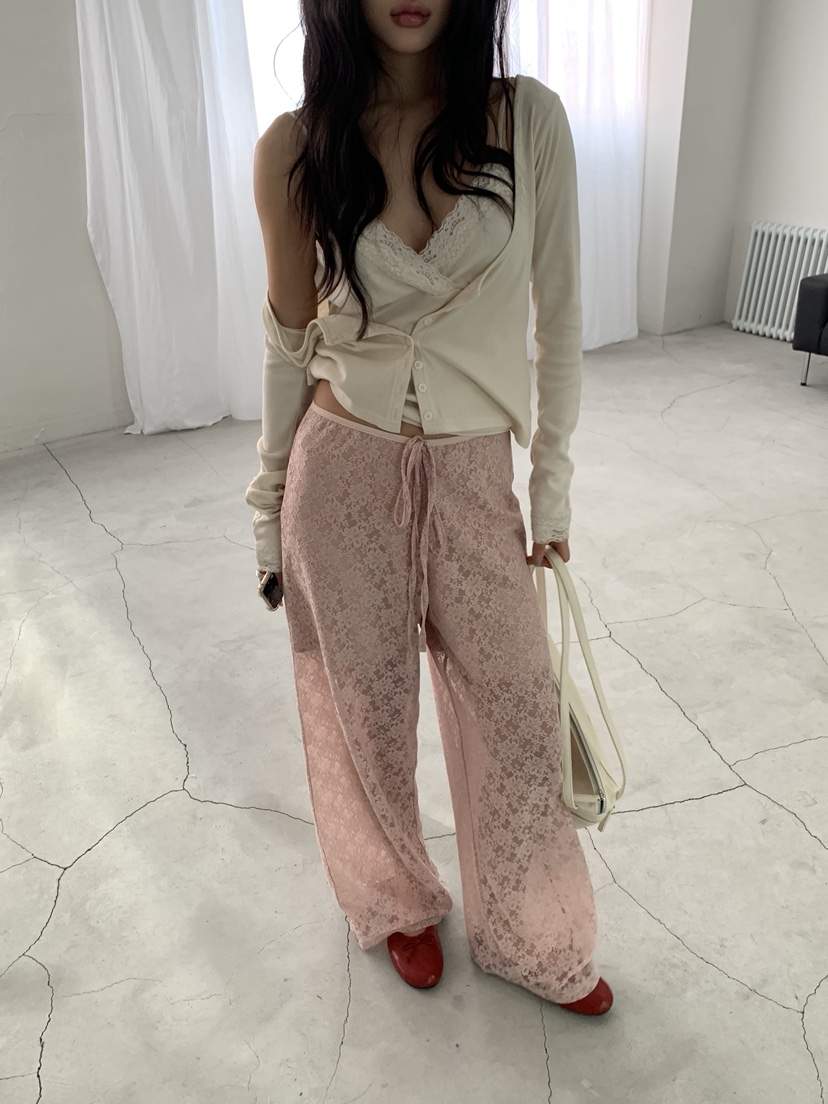 SUNDER MARKET韓國東大門直郵女裝新品26春夏休閑褲蕾絲長款SUNDER MARKET休閑褲