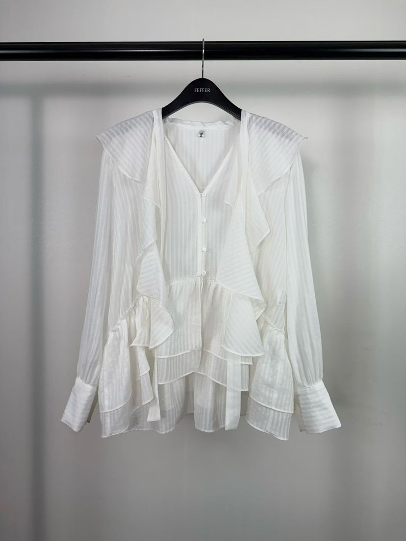 FEFFER韓國直郵實拍女士新款推薦休閑26春夏襯衫蕾絲衫荷葉邊FEFFER襯衫/蕾絲衫