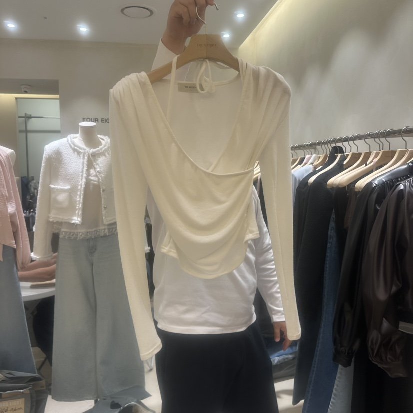 FOUREIGHT韓國東大門直郵女裝新款26春夏休閑長袖T恤褶皺FOUR EIGHT長袖T恤