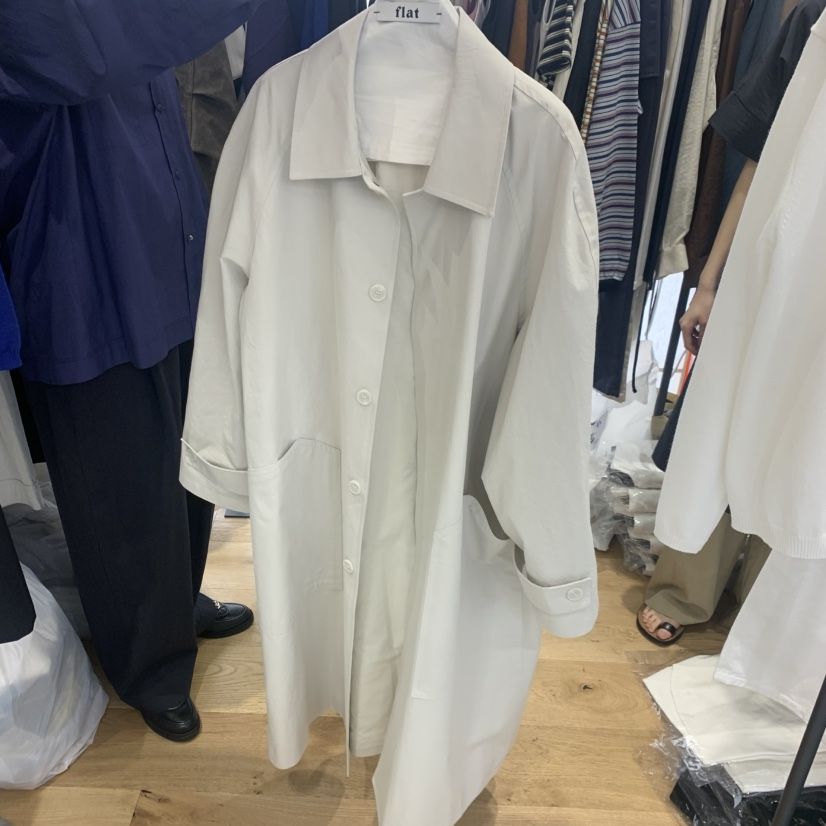 FLAT韓國東大門代購女士新款人氣熱賣職業長款風衣棉質長款FLAT長款風衣