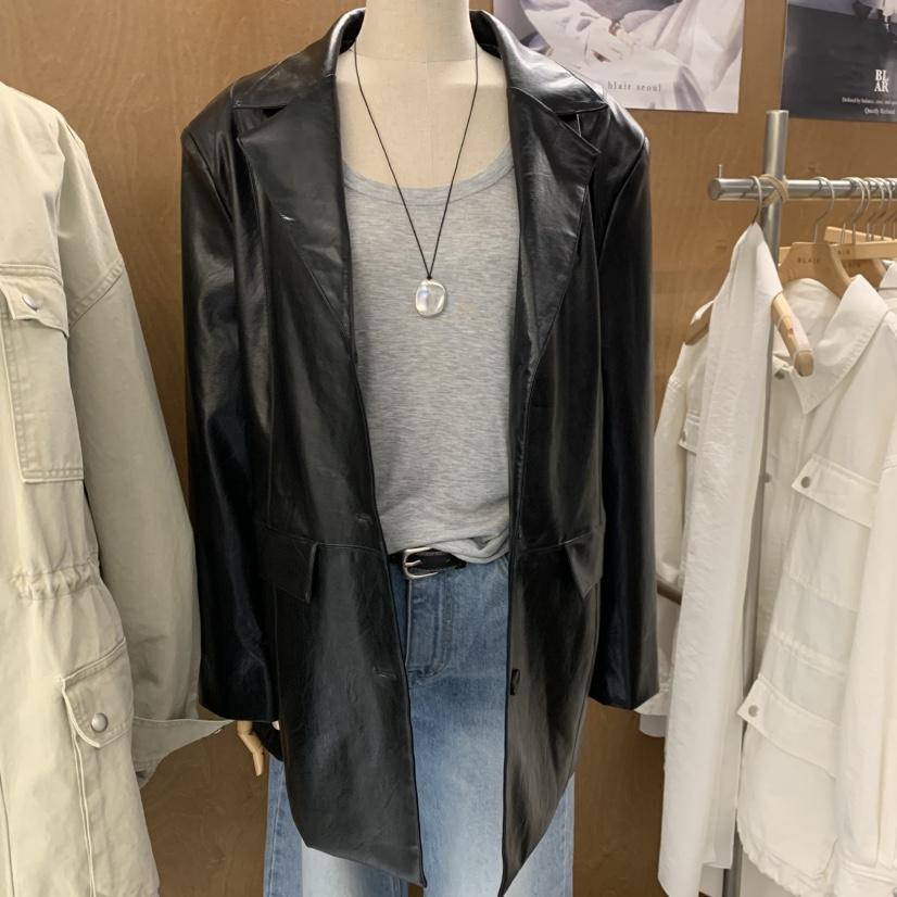 BLAIR韓國東大門代購女裝新品人氣職業推薦時尚皮衣皮革鏤空BLAIR seoul皮衣