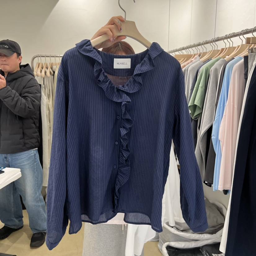 MUNSELL韓國直郵實拍女士新款熱賣時尚推薦休閑襯衫蕾絲衫MUNSELL襯衫/蕾絲衫