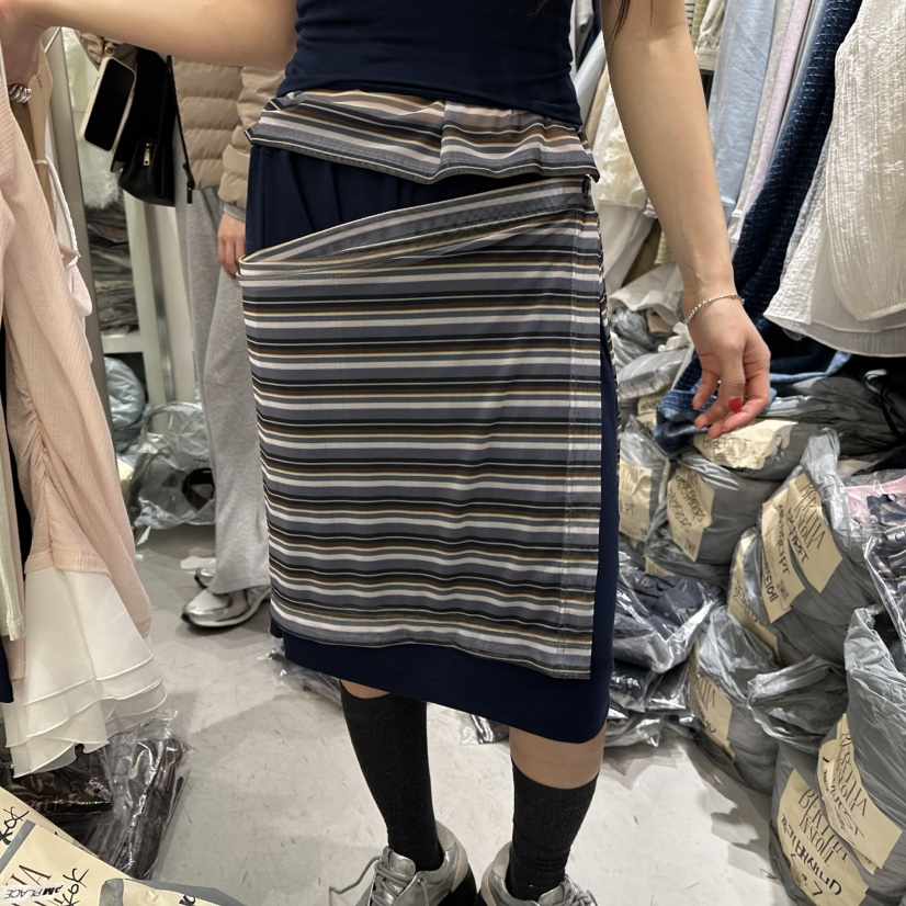 BERTHA韓國東大門代購女士新品人氣推薦半身裙中短裙條紋BERTHA半身裙/中短裙