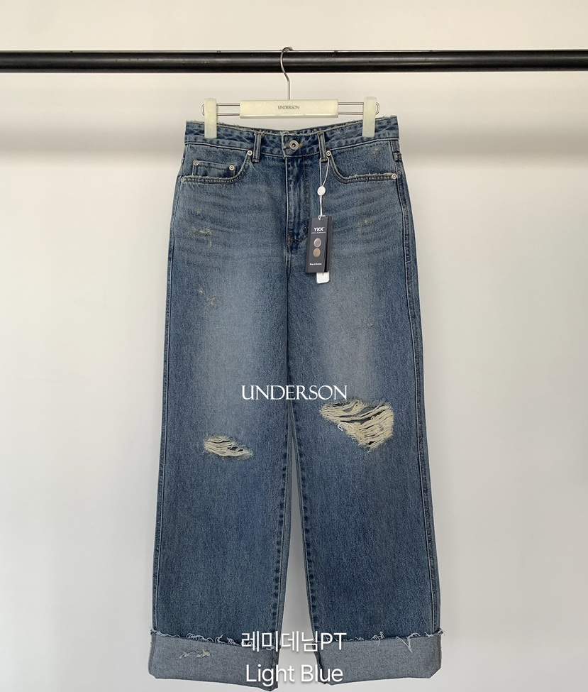 UNDERSON韓國代購女士新品時尚職業人氣休閑26春夏牛仔褲UNDERSON牛仔褲