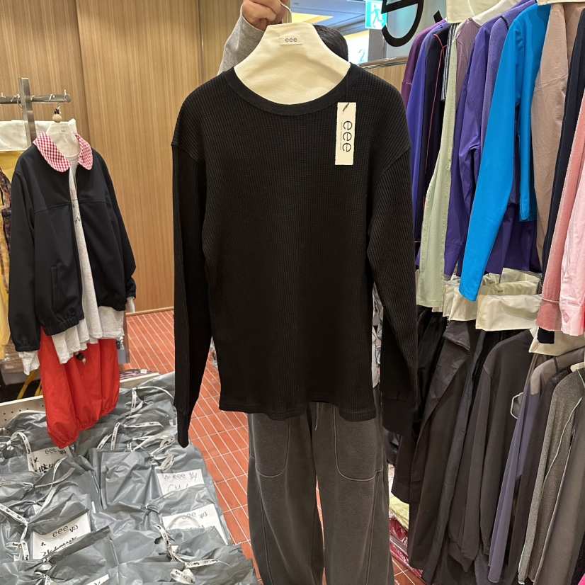 E/E/E韓國代購女士新款休閑職業熱賣26春夏真品長袖T恤E/E/E長袖T恤