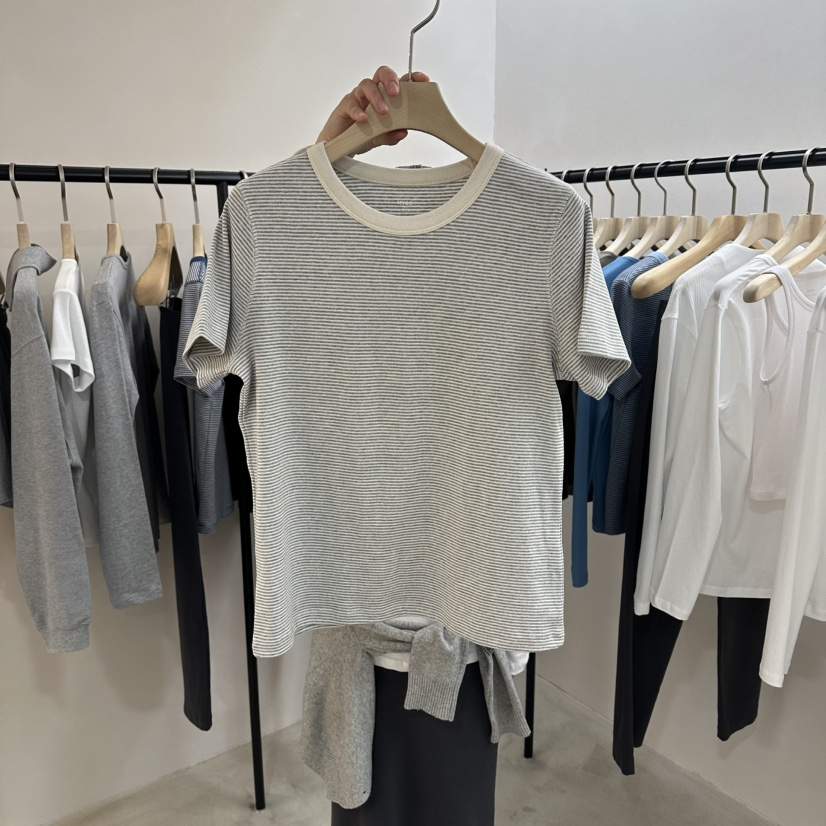 MYOS東大門代購女裝新款職業人氣26春夏休閑推薦熱賣T恤條紋MYOST恤