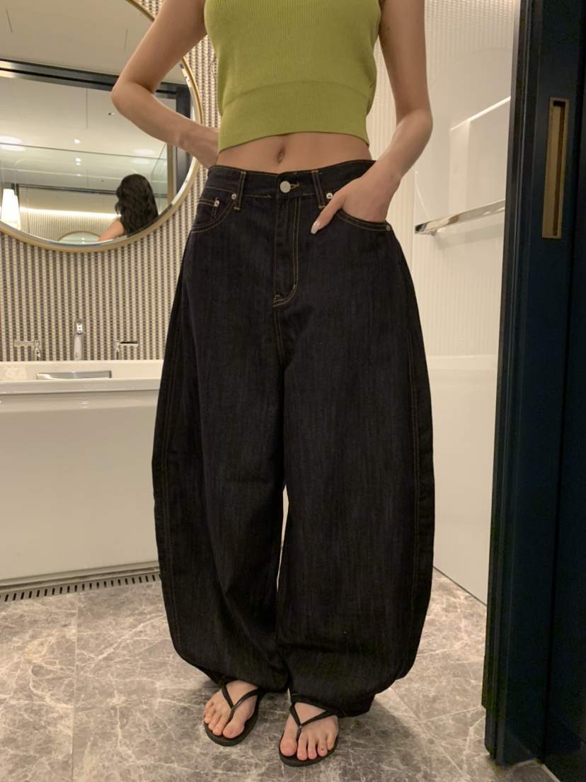 BADCALM東大門直郵女裝新款職業真品時尚牛仔褲不褪色口袋BADCALM牛仔褲