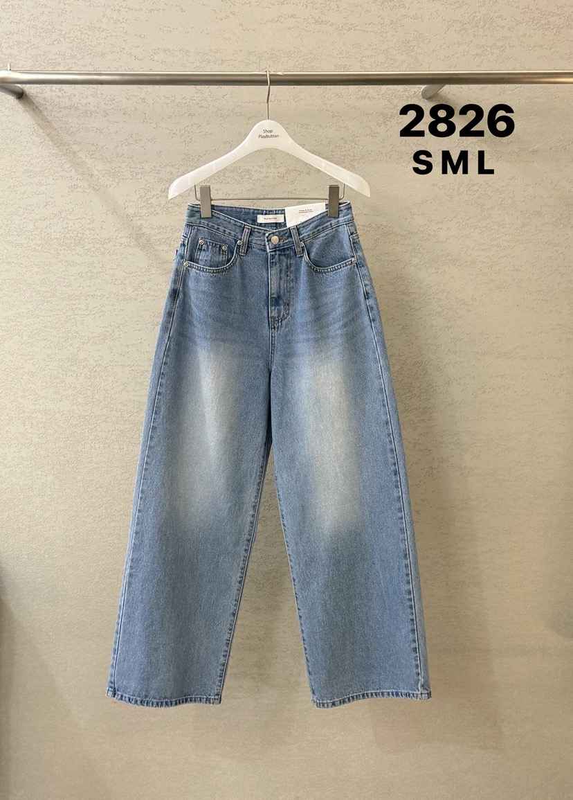 PLAYBUTTON-P韓國直郵女士新款人氣時尚26春夏職業牛仔褲PLAYBUTTON牛仔褲