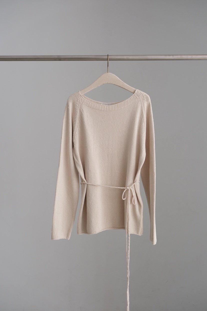 SORBET/FLAT WHITE韓國直郵女裝新款推薦針織衫含腰繩亞麻SORBET/FLAT WHITE針織衫