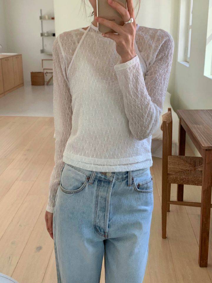 KOMOREBI東大門直郵女裝新品休閑熱賣時尚襯衫蕾絲衫蕾絲KOMOREBI襯衫/蕾絲衫