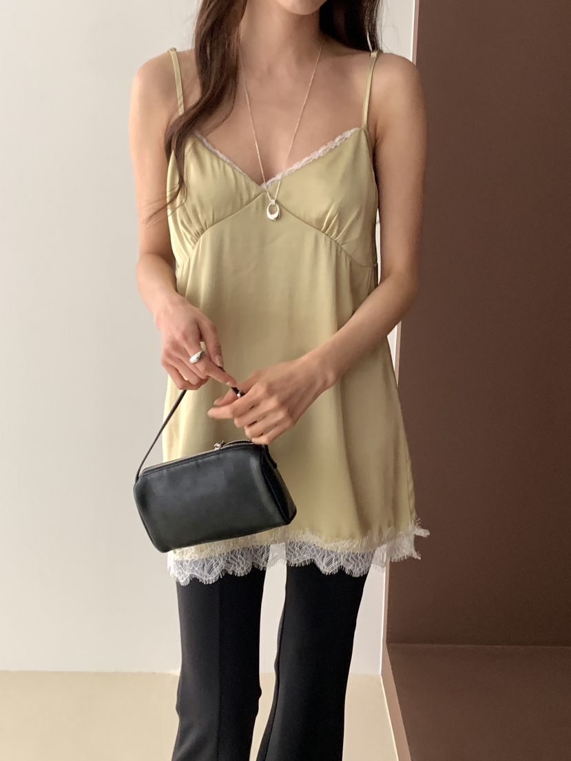 FRILL-T/DADA韓國直郵女士新品熱賣休閑連衣裙蕾絲緞面FRILL-T/DADA連衣裙