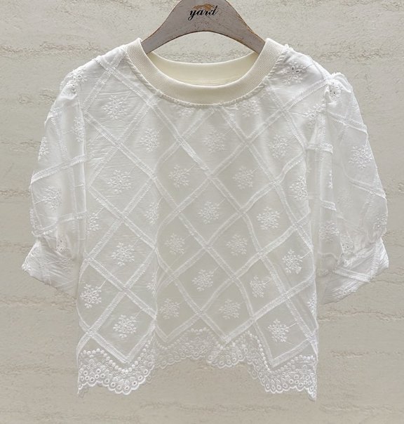 YARD韓國東大門直郵女士新品推薦26春夏人氣襯衫蕾絲衫刺繡YARD襯衫/蕾絲衫
