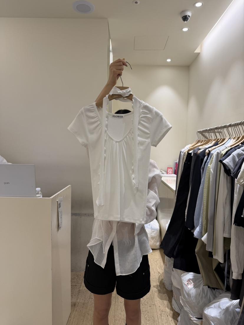 FLOWER-L韓國東大門直郵女士新品時尚職業休閑T恤含脖帶FLOWER-LT恤