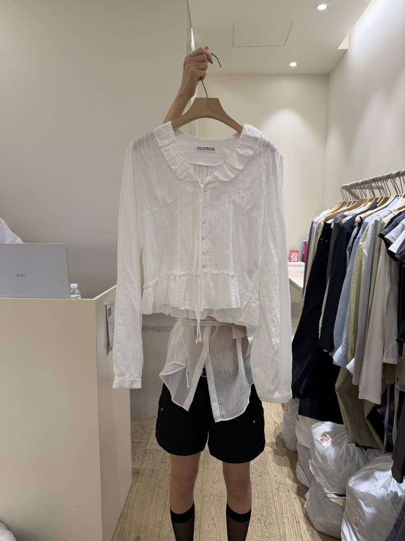 FLOWER-L韓國直郵實拍女裝新款26春夏職業人氣襯衫蕾絲衫FLOWER-L襯衫/蕾絲衫