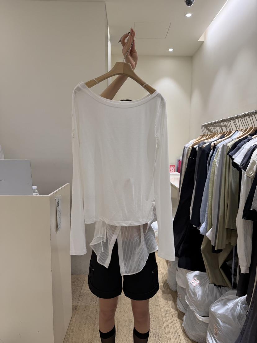 FLOWER-L韓國東大門直郵女士新款26春夏人氣長袖T恤露肩FLOWER-L長袖T恤