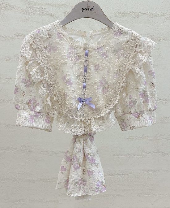 YARD韓國東大門直郵女士新品休閑人氣26春夏襯衫蕾絲衫刺繡YARD襯衫/蕾絲衫