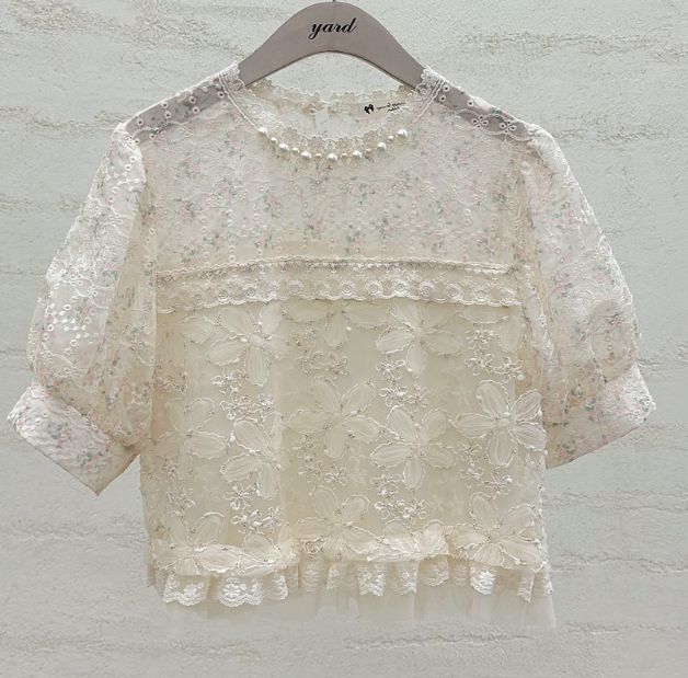YARD韓國東大門直郵女士新品熱賣人氣推薦襯衫蕾絲衫刺繡YARD襯衫/蕾絲衫