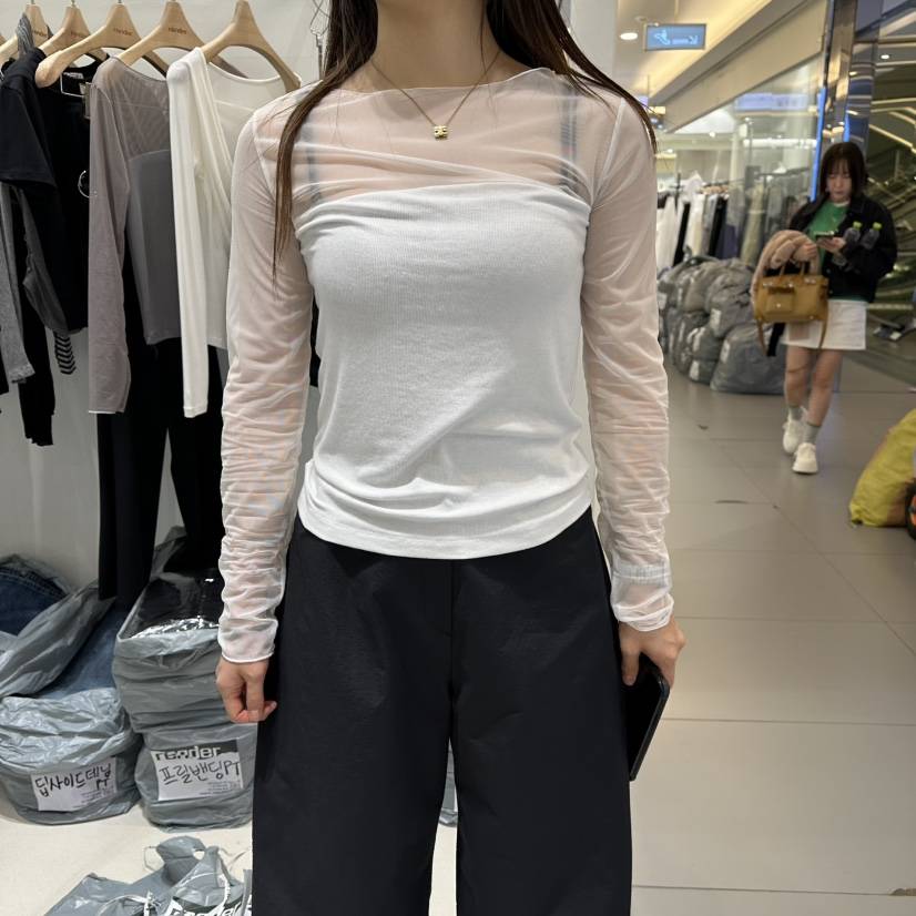 RENDER韓國直郵女裝新品26春夏推薦職業熱賣休閑長袖T恤透明RENDER長袖T恤