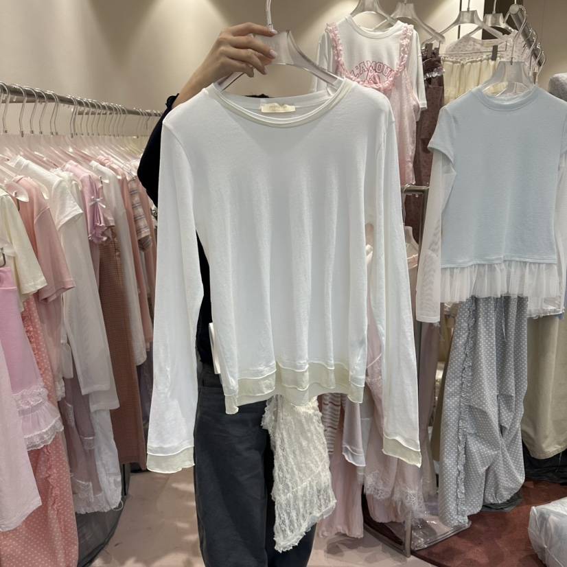 MIMME/LOOKK韓國東大門直郵女裝新品職業長袖T恤假兩件棉MIMME/LOOKK長袖T恤