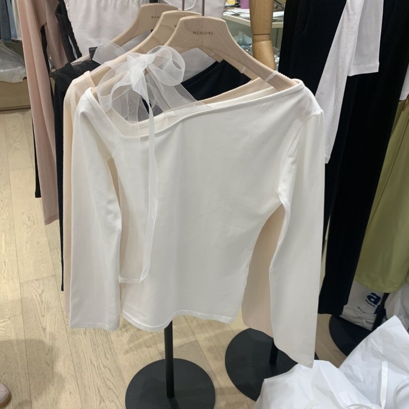 MEMOIRE韓國東大門代購女士新品職業時尚人氣長袖T恤拉絲MEMOIRE長袖T恤