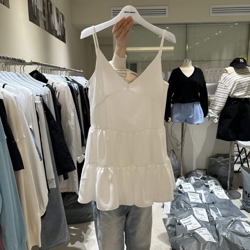MOREMORE韓國東大門代購女士新款人氣26春夏吊帶背心雪紡more more吊帶/背心
