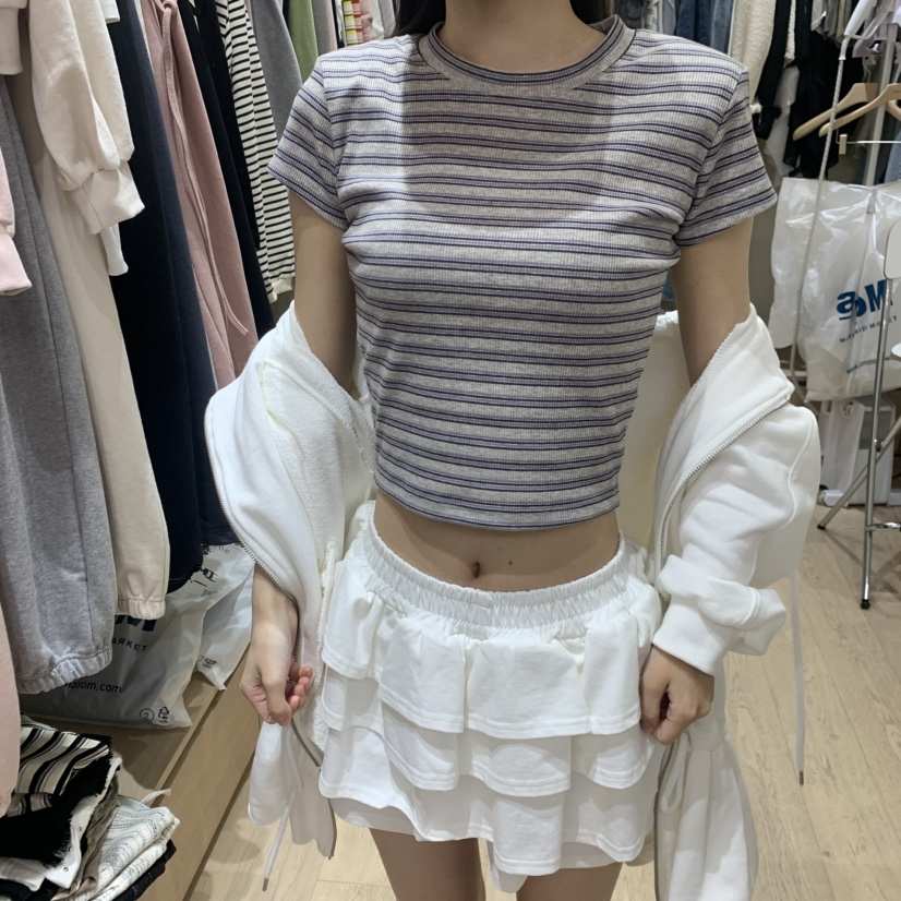 MEMOIRE韓國代購女士新款推薦職業休閑26春夏熱賣T恤條紋MEMOIRET恤