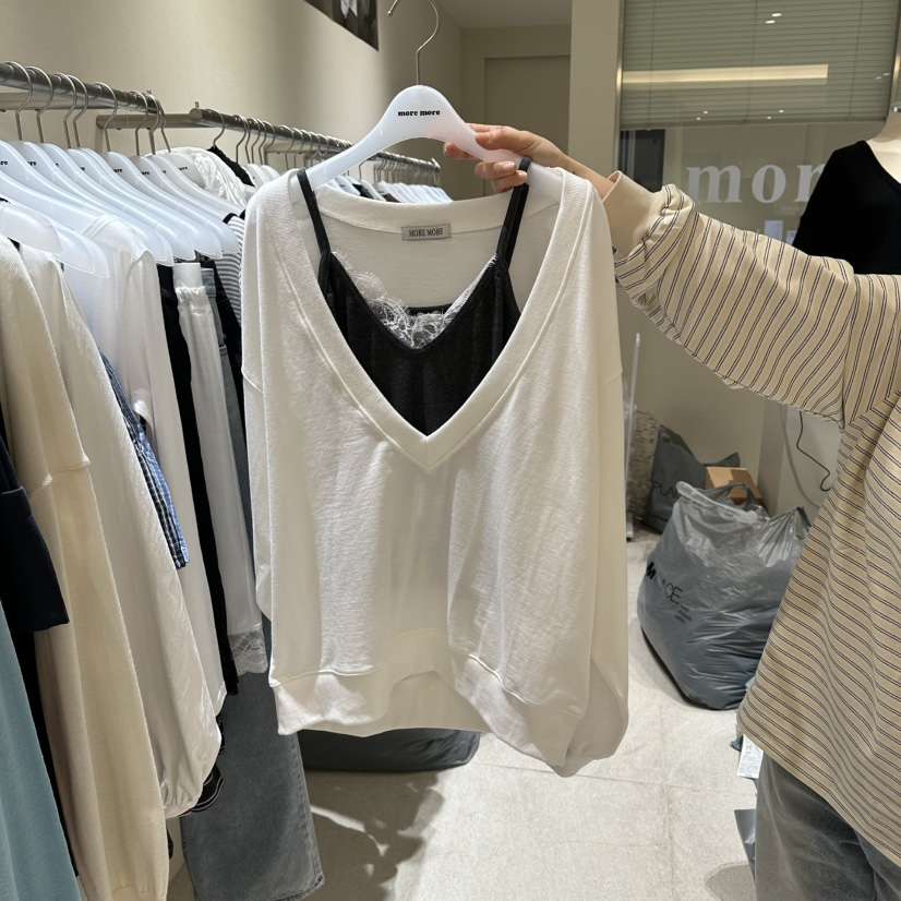 MOREMORE韓國東大門代購女士新品人氣熱賣長袖T恤不含內搭more more長袖T恤