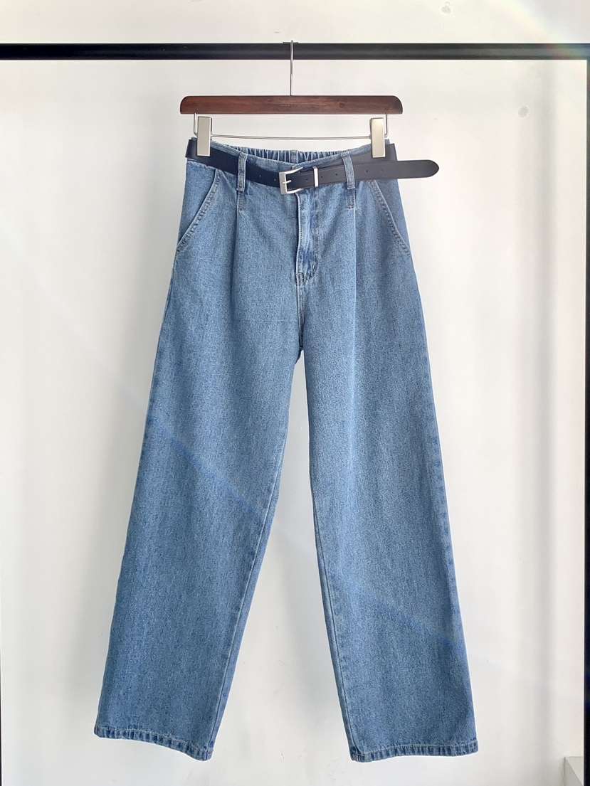 DAVICHI/D.SECOND韓國直郵女士新品熱賣牛仔褲隨機腰帶褶裥DAVICHI/D.SECOND牛仔褲