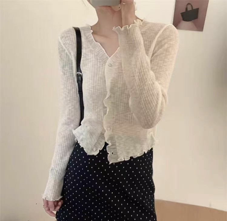 SYMBOL韓國直郵實拍女裝新品熱賣休閑26春夏針織衫荷葉邊SYMBOL針織衫