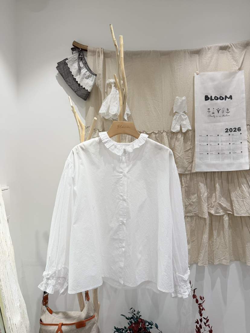 BLOOM韓國東大門代購女裝新品人氣熱賣時尚襯衫蕾絲衫荷葉邊BLOOM-S襯衫/蕾絲衫