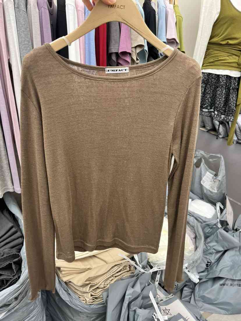 I MFACT韓國東大門代購女裝新品職業時尚休閑長袖T恤透明I MFACT長袖T恤