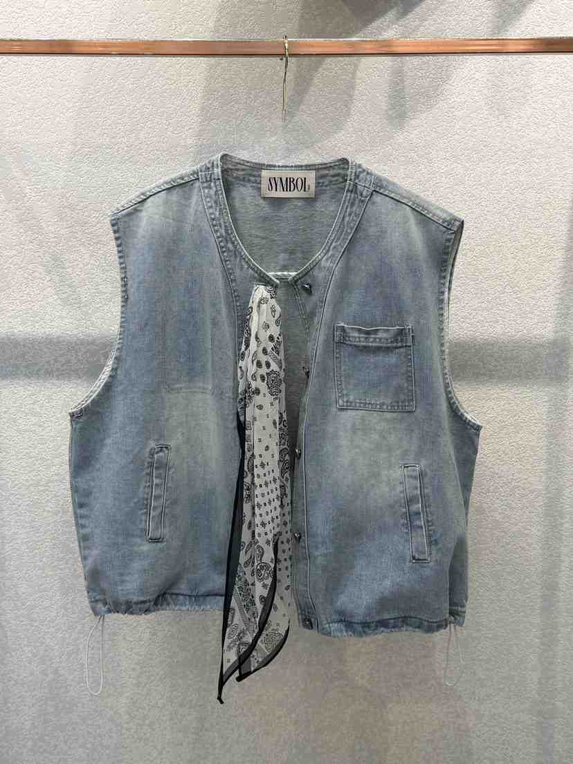 SYMBOL韓國代購女裝新款職業熱賣人氣26春夏馬甲含絲巾圍巾SYMBOL馬甲