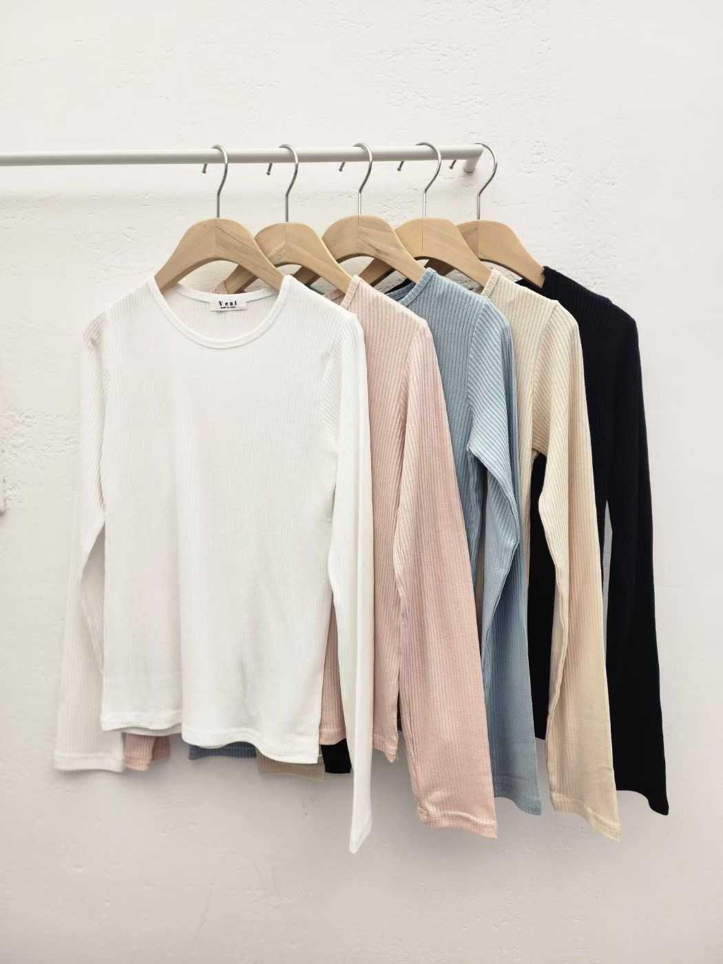 VENI東大門直郵女裝新款休閑職業推薦真品熱賣長袖T恤羅紋VENI長袖T恤