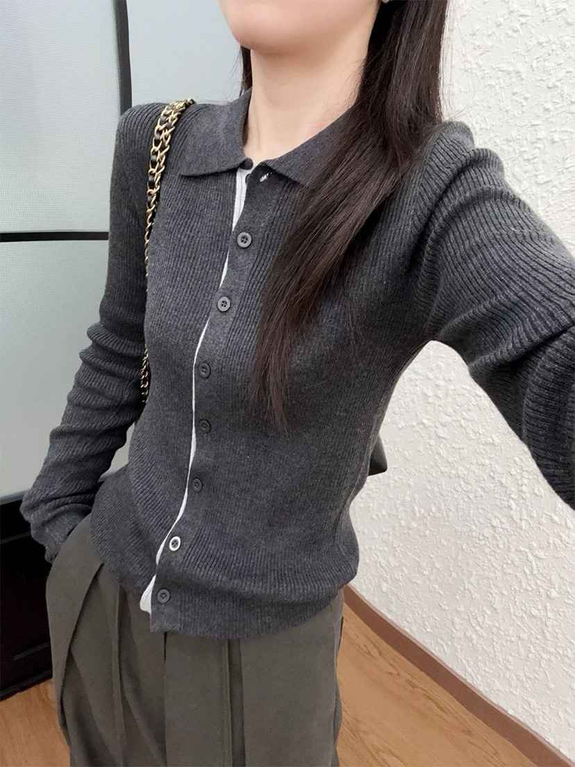 VIVANI韓國代購女裝新品時尚真品26春夏熱賣休閑針織衫羅紋VIVANI針織衫