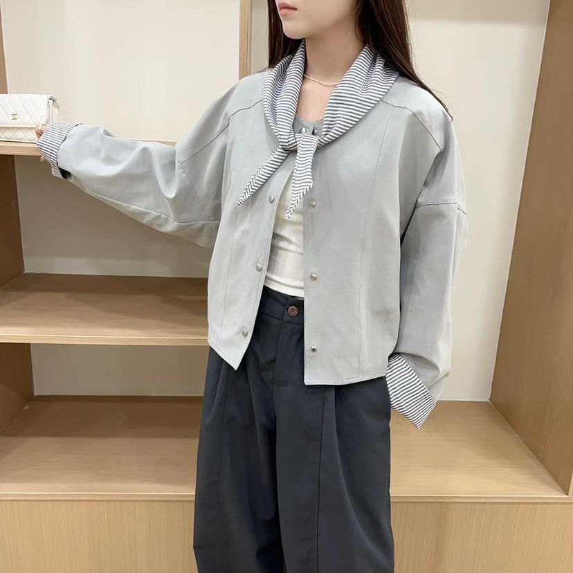 VIVANI東大門實拍女裝新品熱賣推薦休閑夾克含絲巾套裝圍巾VIVANI夾克