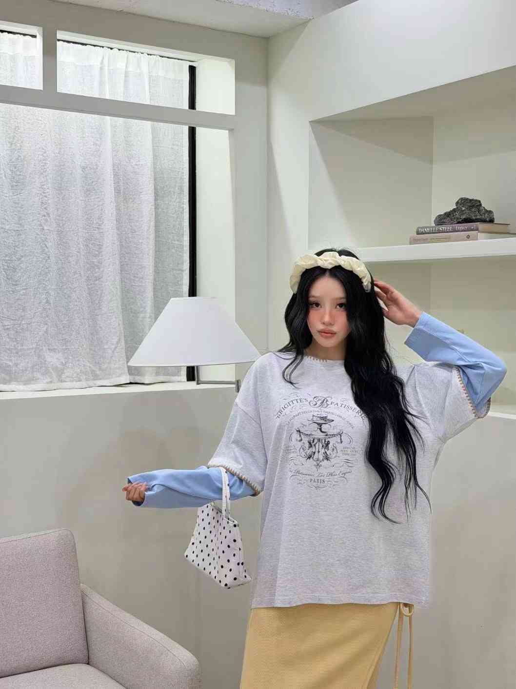 GISELE韓國直郵女裝新款推薦熱賣時尚人氣職業長袖T恤假兩件GISELE長袖T恤