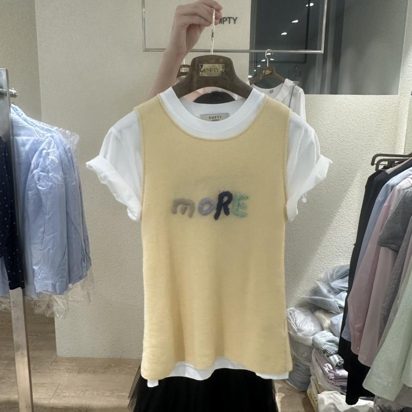 EMPTY韓國直郵女裝新款職業休閑熱賣吊帶背心不含內搭刺繡EMPTY吊帶/背心