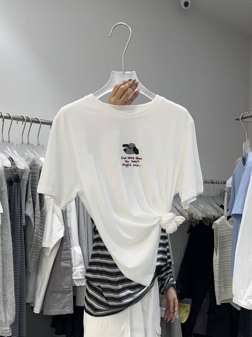 LOOKK/MIMME韓國直郵實拍女裝新品26春夏休閑推薦T恤刺繡LOOKK/MIMMET恤