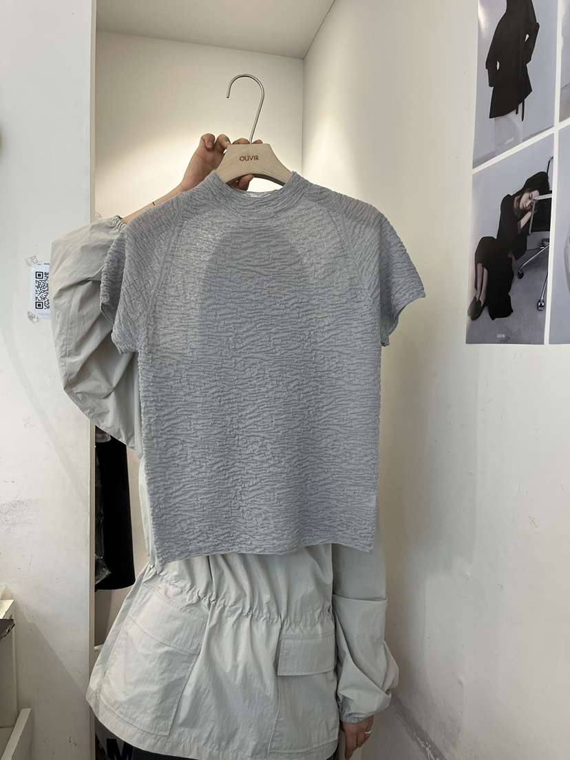 OUVIR韓國直郵女士新款休閑熱賣推薦26春夏人氣針織衫褶皺O.V.R/OUVIR針織衫