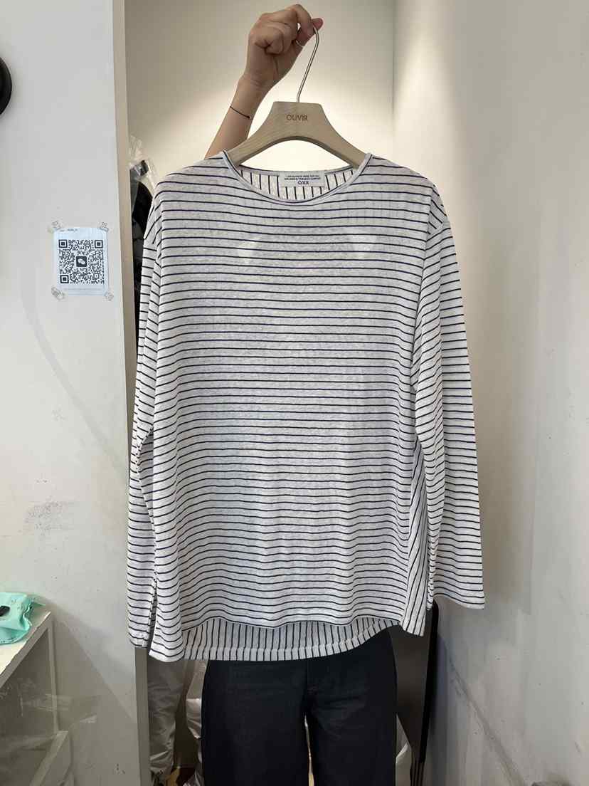 OUVIR韓國代購女裝新品時尚人氣休閑熱賣職業長袖T恤條紋O.V.R/OUVIR長袖T恤